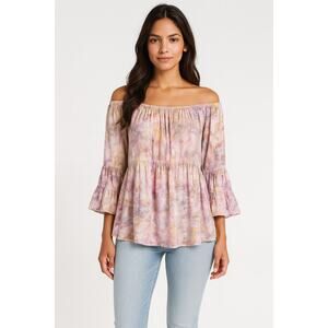 Dharma Trading Vintage Tie Dye Tunic Top Size S Flared Sleeve Boho Hippie Fairy